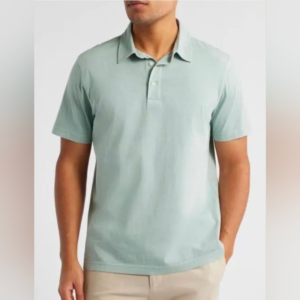 15. Treasure & Bond Solid Cotton Jersey Polo • Gray Blue